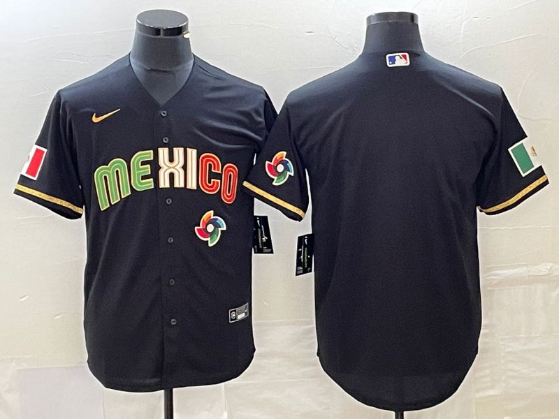 Men 2023 World Cub Mexico Blank Black gold Nike MLB Jersey3->more jerseys->MLB Jersey
